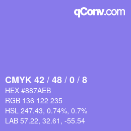 Color code: CMYK 42 / 48 / 0 / 8 | qconv.com