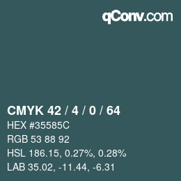 Farbcode: CMYK 42 / 4 / 0 / 64 | qconv.com
