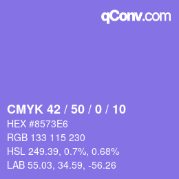 カラーコード: CMYK 42 / 50 / 0 / 10 | qconv.com