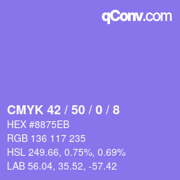 Color code: CMYK 42 / 50 / 0 / 8 | qconv.com