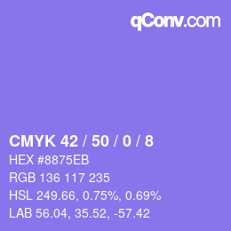 Color code: CMYK 42 / 50 / 0 / 8 | qconv.com