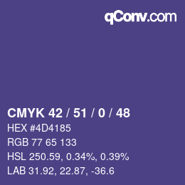 Color code: CMYK 42 / 51 / 0 / 48 | qconv.com