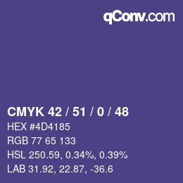 Color code: CMYK 42 / 51 / 0 / 48 | qconv.com