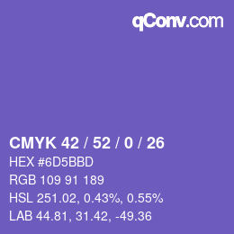 Color code: CMYK 42 / 52 / 0 / 26 | qconv.com