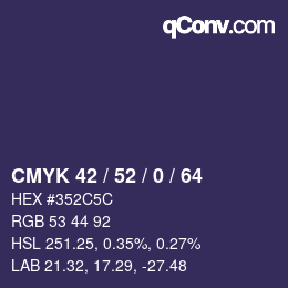 Farbcode: CMYK 42 / 52 / 0 / 64 | qconv.com