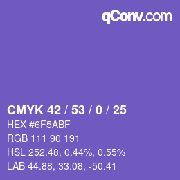 Color code: CMYK 42 / 53 / 0 / 25 | qconv.com