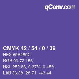 颜色代码: CMYK 42 / 54 / 0 / 39 | qconv.com