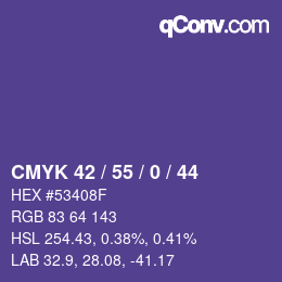 颜色代码: CMYK 42 / 55 / 0 / 44 | qconv.com
