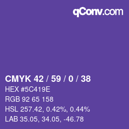 颜色代码: CMYK 42 / 59 / 0 / 38 | qconv.com