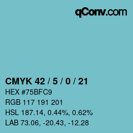 颜色代码: CMYK 42 / 5 / 0 / 21 | qconv.com