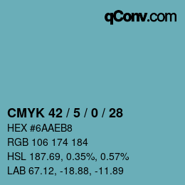Farbcode: CMYK 42 / 5 / 0 / 28 | qconv.com