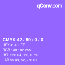 カラーコード: CMYK 42 / 60 / 0 / 0 | qconv.com