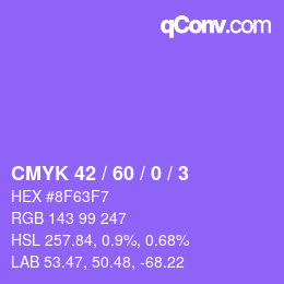 カラーコード: CMYK 42 / 60 / 0 / 3 | qconv.com