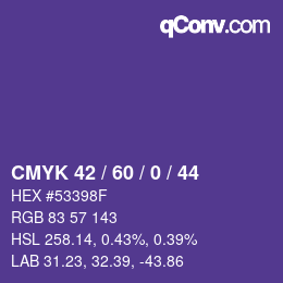 颜色代码: CMYK 42 / 60 / 0 / 44 | qconv.com