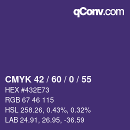 颜色代码: CMYK 42 / 60 / 0 / 55 | qconv.com