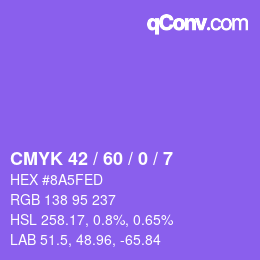 颜色代码: CMYK 42 / 60 / 0 / 7 | qconv.com