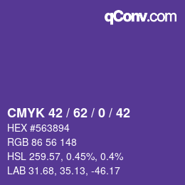 Color code: CMYK 42 / 62 / 0 / 42 | qconv.com
