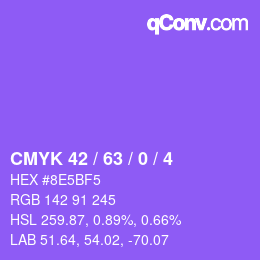 カラーコード: CMYK 42 / 63 / 0 / 4 | qconv.com