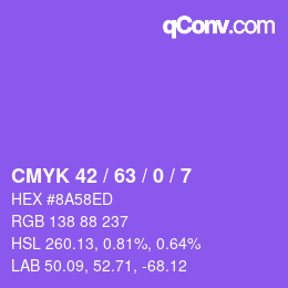 カラーコード: CMYK 42 / 63 / 0 / 7 | qconv.com