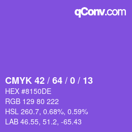 Color code: CMYK 42 / 64 / 0 / 13 | qconv.com