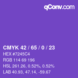 Color code: CMYK 42 / 65 / 0 / 23 | qconv.com