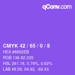 カラーコード: CMYK 42 / 65 / 0 / 8 | qconv.com
