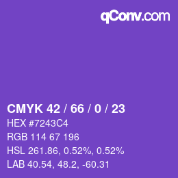 Color code: CMYK 42 / 66 / 0 / 23 | qconv.com