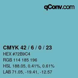 Color code: CMYK 42 / 6 / 0 / 23 | qconv.com