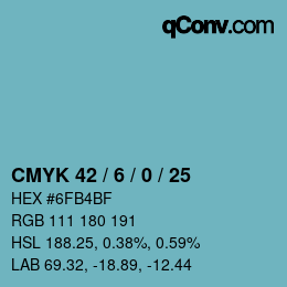颜色代码: CMYK 42 / 6 / 0 / 25 | qconv.com