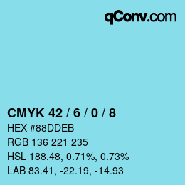 カラーコード: CMYK 42 / 6 / 0 / 8 | qconv.com