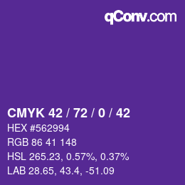 Color code: CMYK 42 / 72 / 0 / 42 | qconv.com