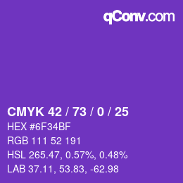 Color code: CMYK 42 / 73 / 0 / 25 | qconv.com