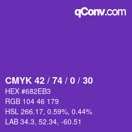 颜色代码: CMYK 42 / 74 / 0 / 30 | qconv.com
