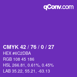 Color code: CMYK 42 / 76 / 0 / 27 | qconv.com