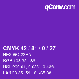 Code couleur: CMYK 42 / 81 / 0 / 27 | qconv.com