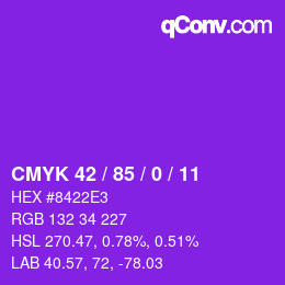 カラーコード: CMYK 42 / 85 / 0 / 11 | qconv.com