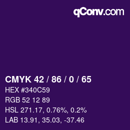 Color code: CMYK 42 / 86 / 0 / 65 | qconv.com
