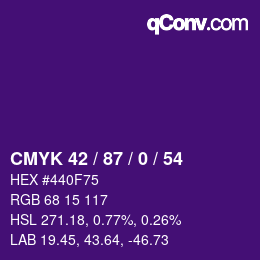 颜色代码: CMYK 42 / 87 / 0 / 54 | qconv.com