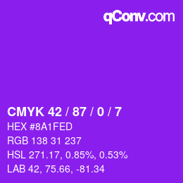 Color code: CMYK 42 / 87 / 0 / 7 | qconv.com