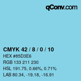 颜色代码: CMYK 42 / 8 / 0 / 10 | qconv.com