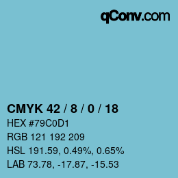 カラーコード: CMYK 42 / 8 / 0 / 18 | qconv.com