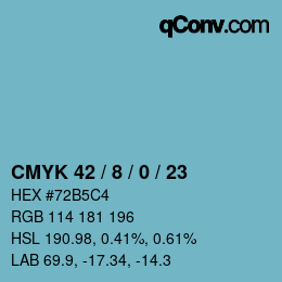 カラーコード: CMYK 42 / 8 / 0 / 23 | qconv.com