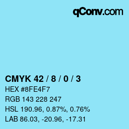 カラーコード: CMYK 42 / 8 / 0 / 3 | qconv.com
