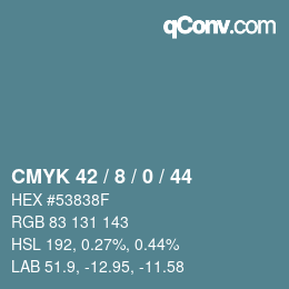 颜色代码: CMYK 42 / 8 / 0 / 44 | qconv.com