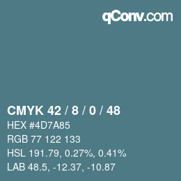 カラーコード: CMYK 42 / 8 / 0 / 48 | qconv.com