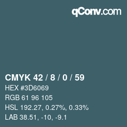 カラーコード: CMYK 42 / 8 / 0 / 59 | qconv.com