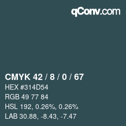 カラーコード: CMYK 42 / 8 / 0 / 67 | qconv.com