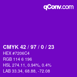 Color code: CMYK 42 / 97 / 0 / 23 | qconv.com
