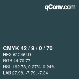 カラーコード: CMYK 42 / 9 / 0 / 70 | qconv.com