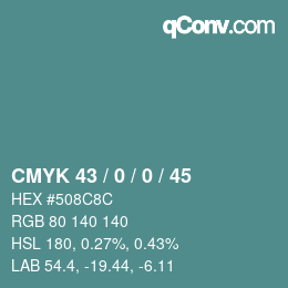 Farbcode: CMYK 43 / 0 / 0 / 45 | qconv.com